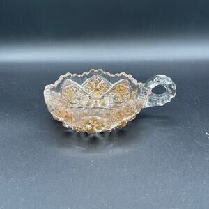 Vintage Imperial Glass Crystal Nappy Bowl Dish Gilded with Sawtooth Rim 6 3/8"